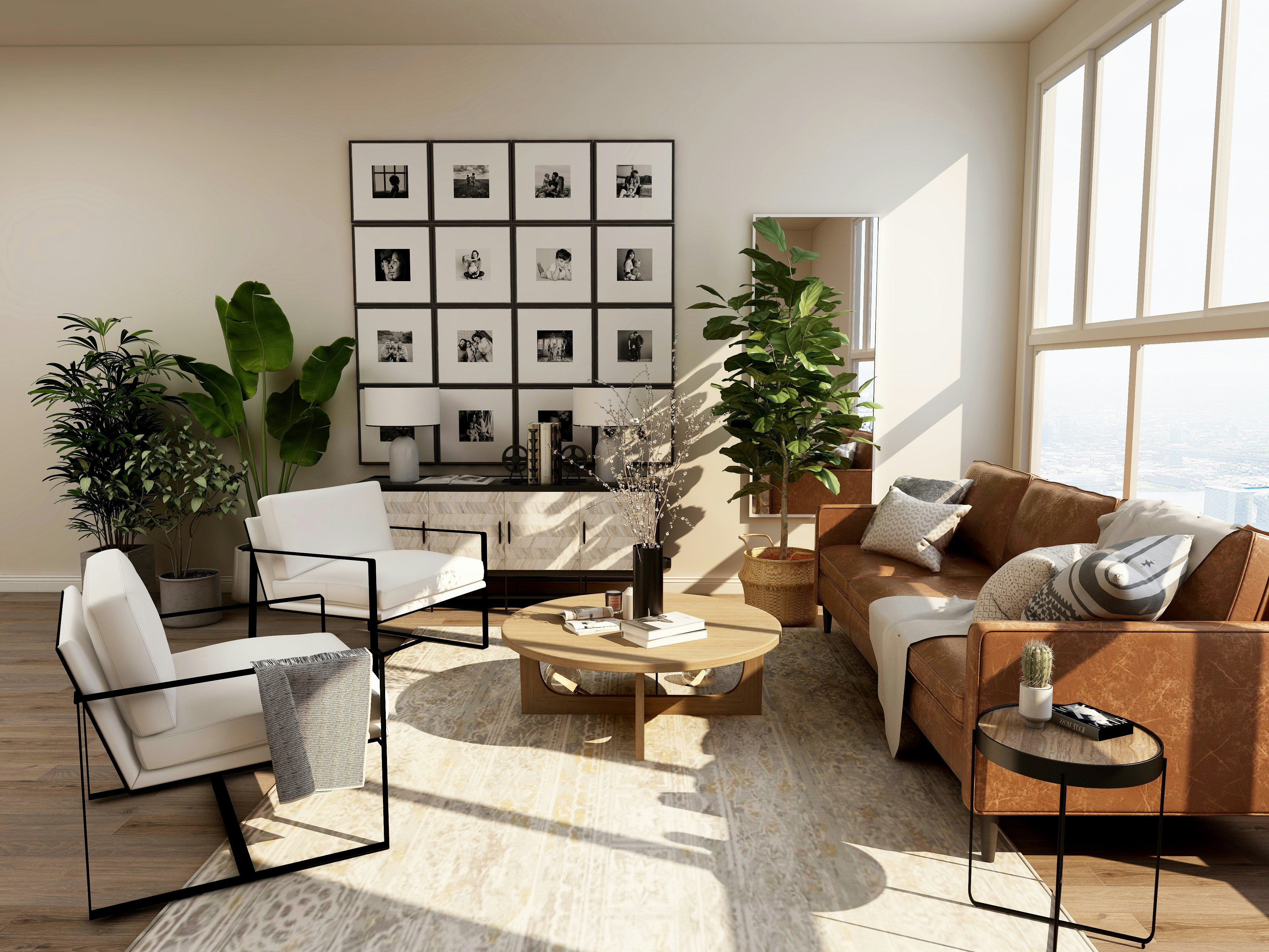 Professional steam cleaning machine cleaning a modern living room carpet